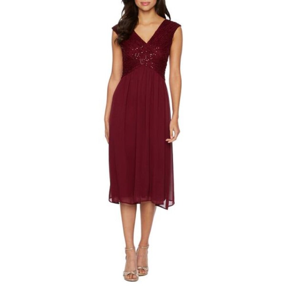Melrose Sleeveless Embellished Fit & Flare Dress in Merlot New With Tags Size 4